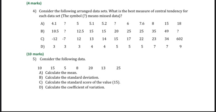 Solved 6 25 12 13 14 (4 marks) 4) Consider the following | Chegg.com