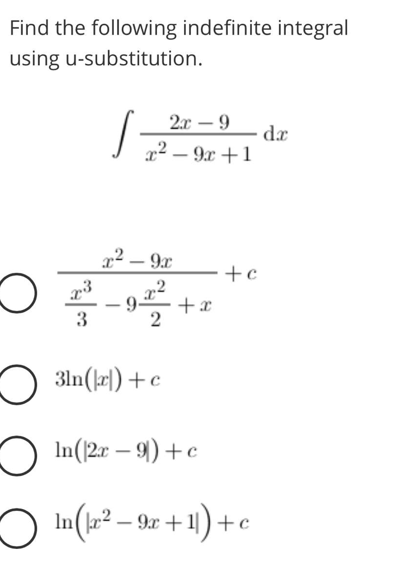 Solved Find the following indefinite integral using | Chegg.com