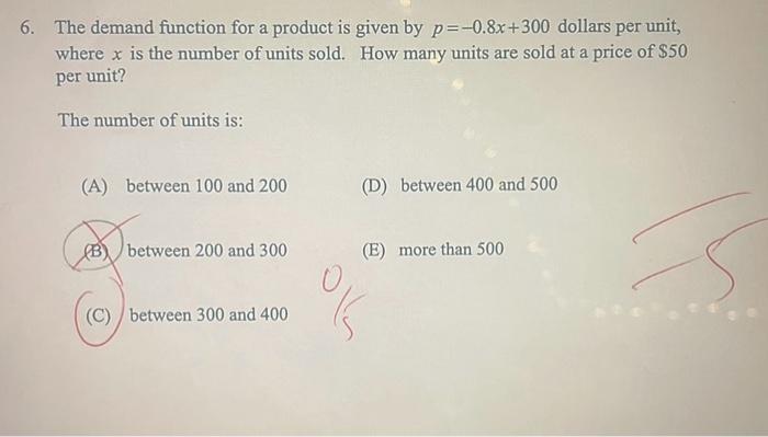 Solved 6. The demand function for a product is given by | Chegg.com