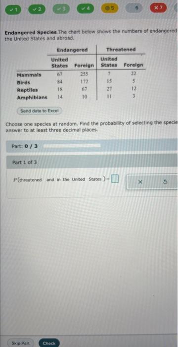 Solved Endangered Species The chart below shows the numbers | Chegg.com
