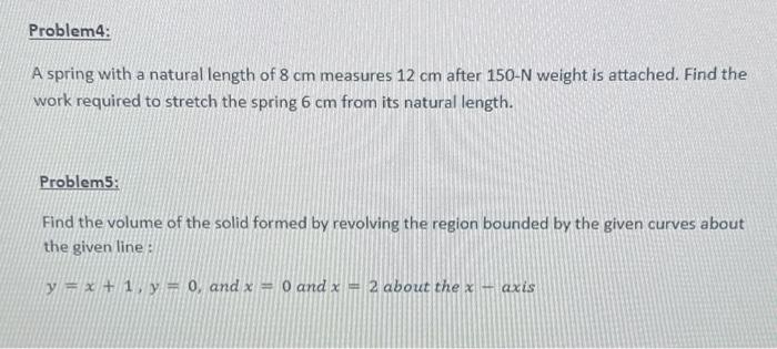 Solved A spring with a natural length of 8 cm measures 12 cm | Chegg.com