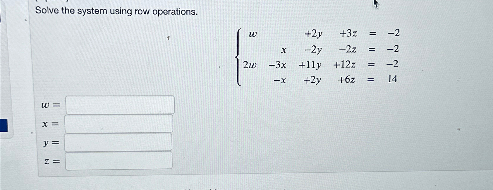 Solved Solve the system using row | Chegg.com