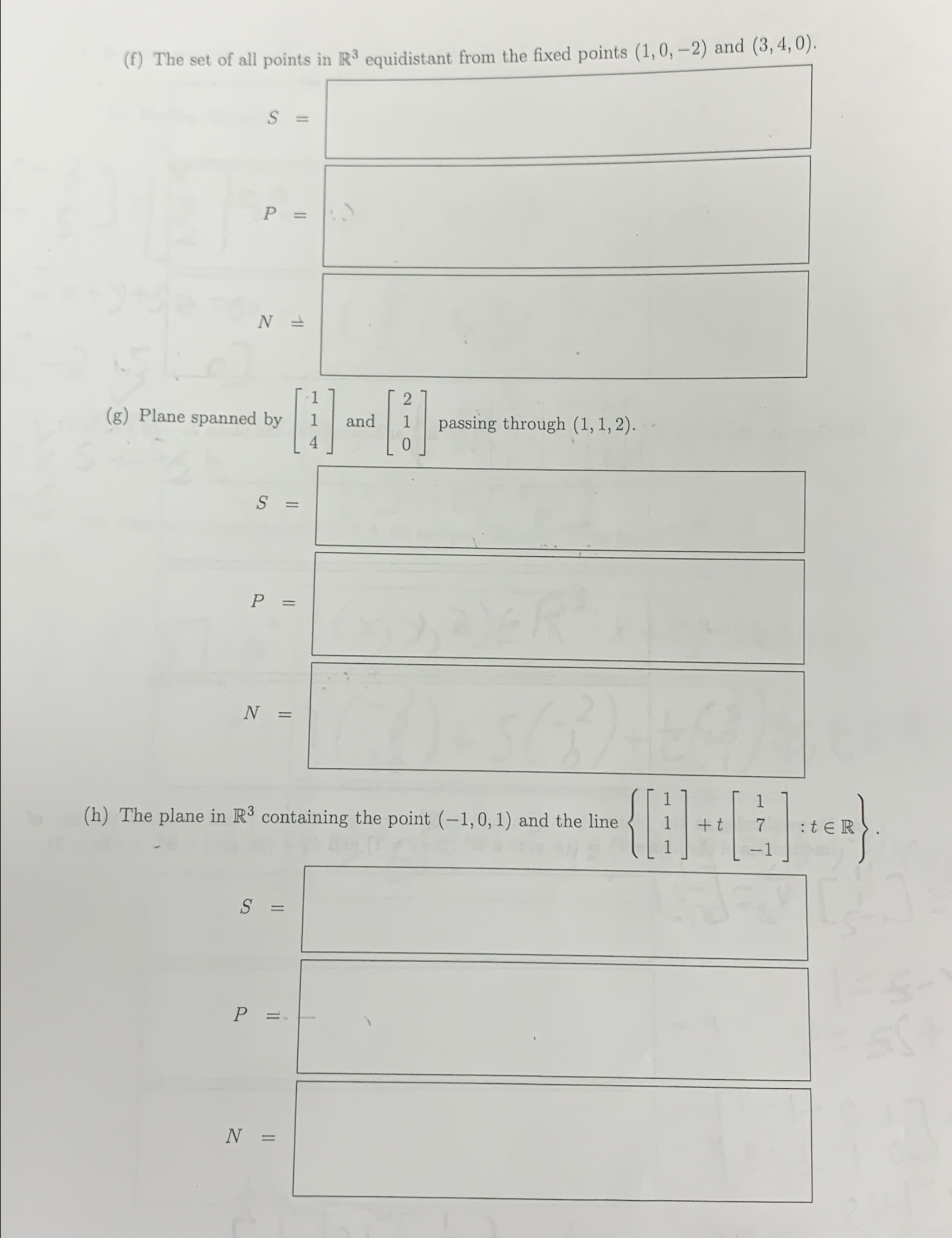 Solved (f) ﻿The set of all points in R3 ﻿equidistant from | Chegg.com