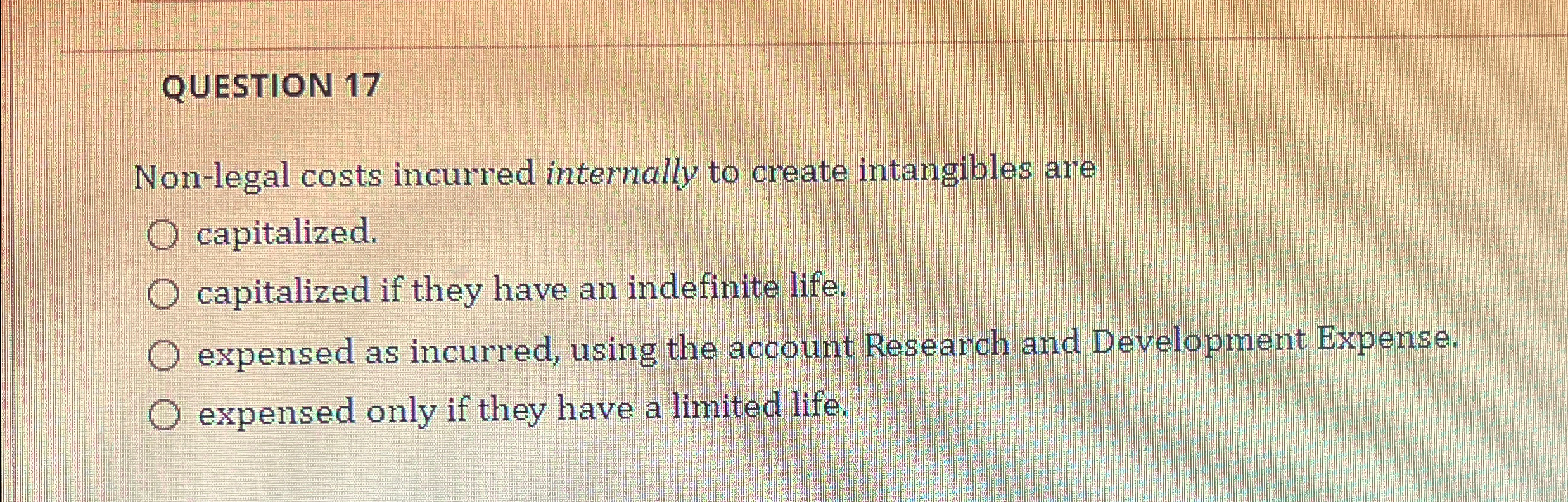 QUESTION 17Non-legal costs incurred internally to | Chegg.com