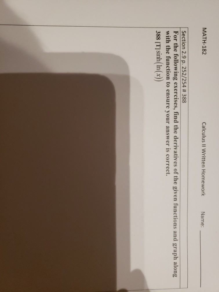 Solved MATH-182 Calculus II Written Homework Name: Section | Chegg.com