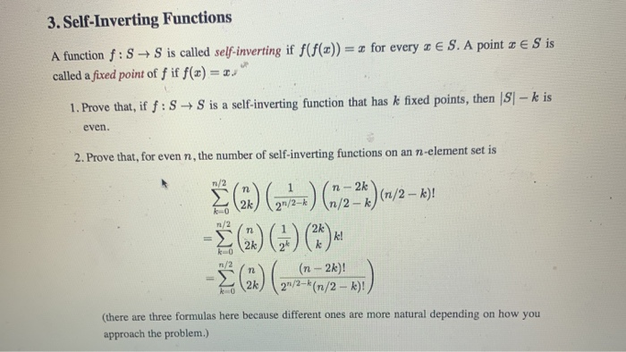 Solved 3. Self-Inverting Functions for every DES. A point ze | Chegg.com
