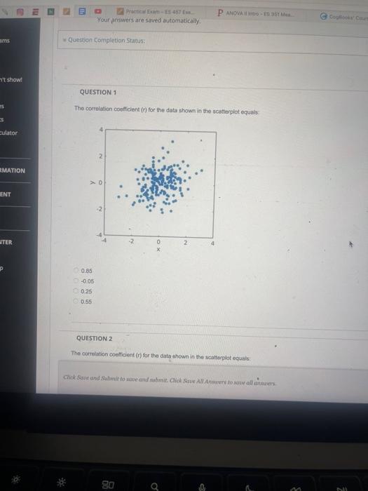 Solved QUESTION 6 The correlation coefficient (r) for the | Chegg.com