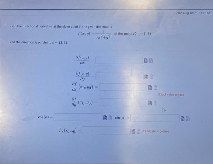 Solved Find The Directional Derivative At The Given Point In