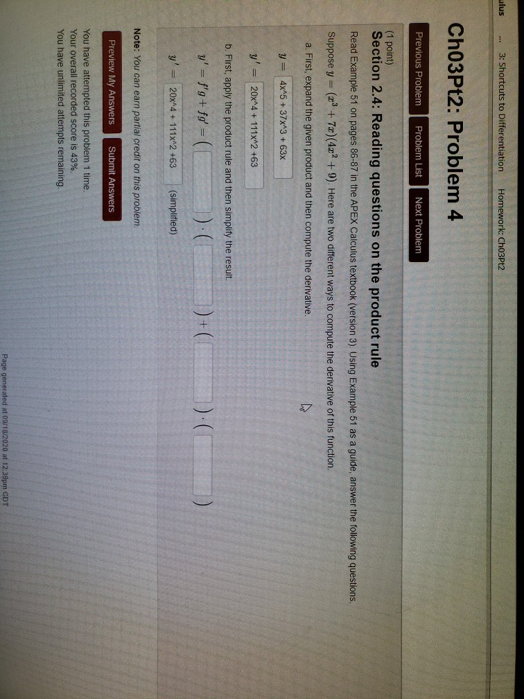 Solved I was able to get the first part correct but we were | Chegg.com
