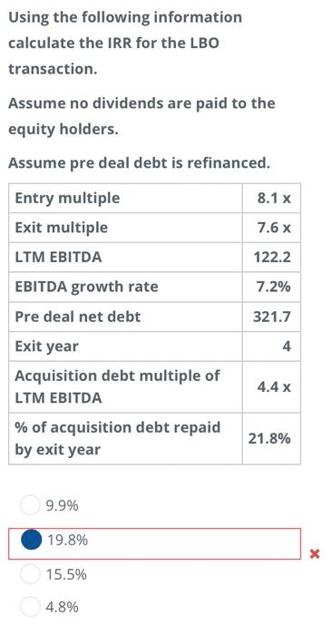 Solved Using The Following Information Calculate The Irr For 