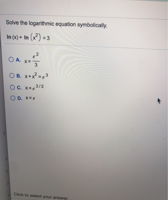 Solved Solve The Logarithmic Equation Symbolically In X Chegg Com