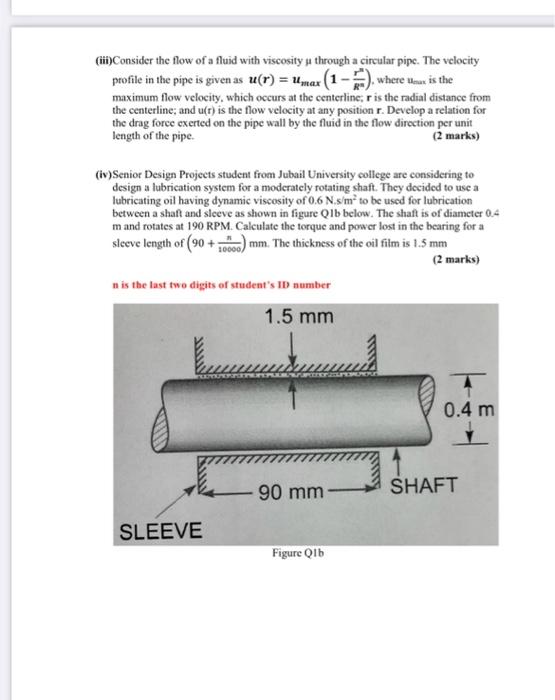 Solved (ii)Consider the flow of a fluid with viscosity | Chegg.com