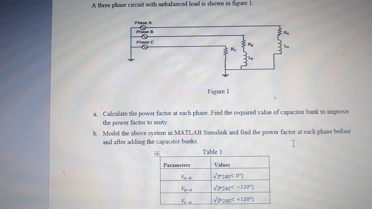 Solved A three phase circuit with unbalanced load is shown | Chegg.com
