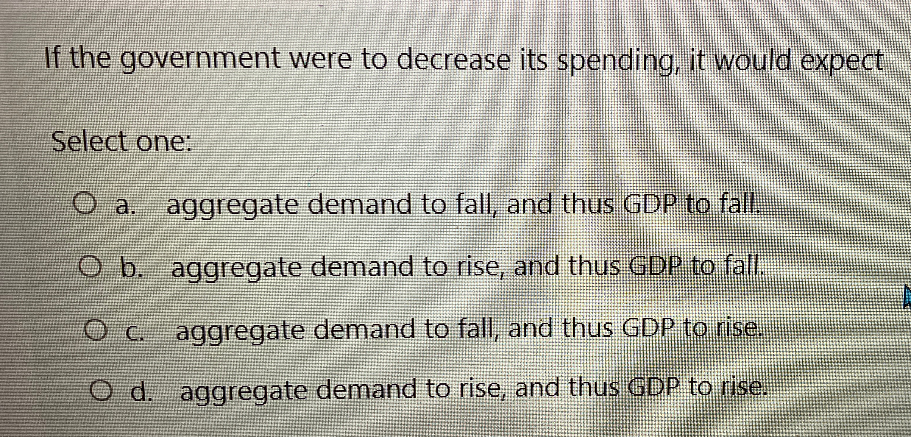 Solved If the government were to decrease its spending, it | Chegg.com