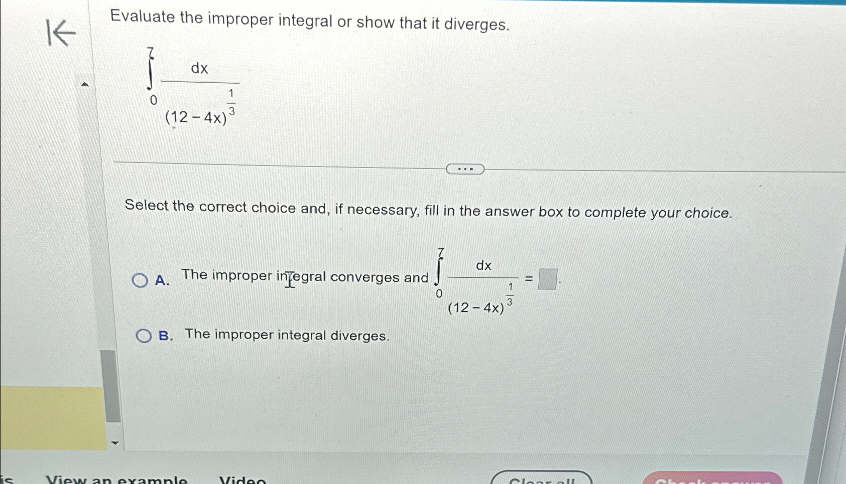 Solved Evaluate the improper integral or show that it | Chegg.com