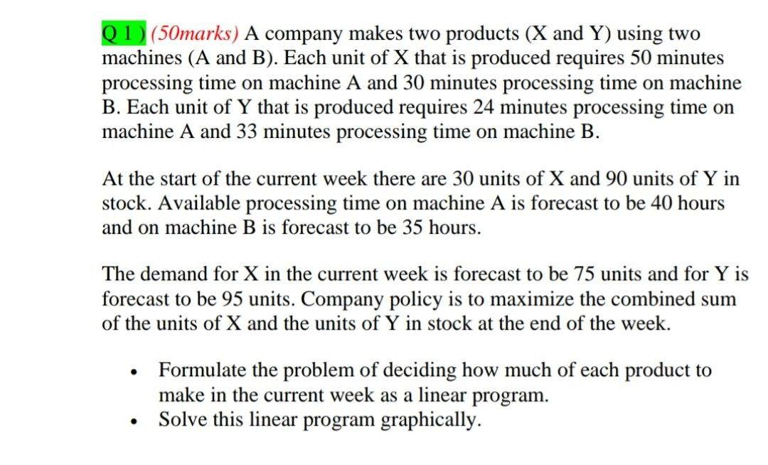 Solved 01) (50marks) A Company Makes Two Products (X And Y) | Chegg.com