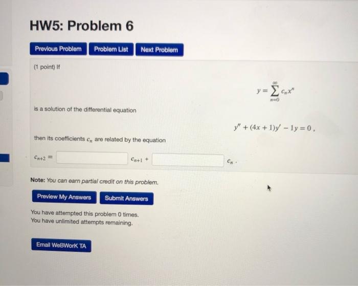 Solved HW5: Problem 6 Previous Problem Problem List Next | Chegg.com