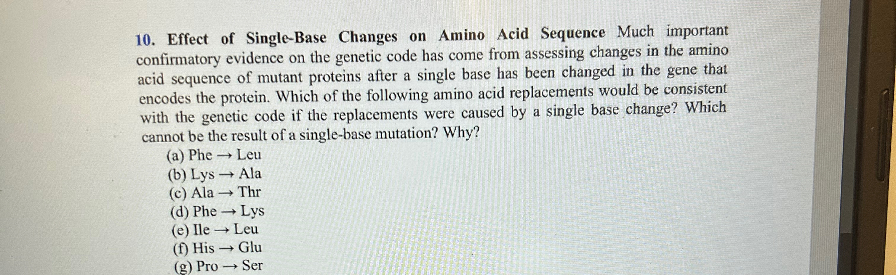 Solved Effect of Single-Base Changes on Amino Acid Sequence | Chegg.com
