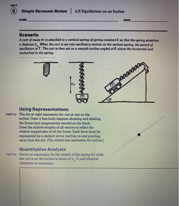 Solved UNIT 6 Simple Harmonic Motion 6.E Equilibrium on an | Chegg.com