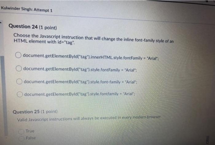 Solved Question 17 (1 point) Choose the Javascript function | Chegg.com
