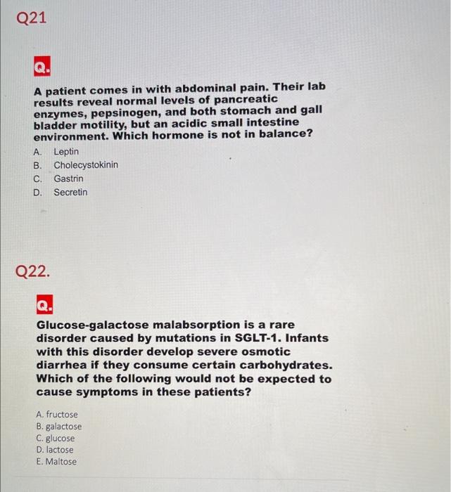 Solved A patient comes in with abdominal pain. Their lab