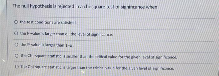 chi square test null hypothesis rejected