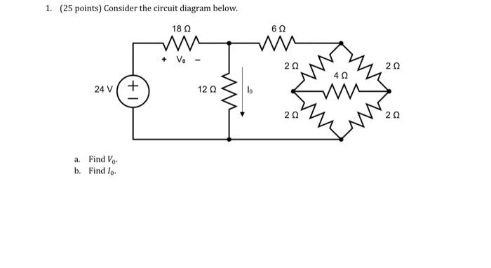 Solved 1. (25 points) Consider the circuit diagram below. a. | Chegg.com