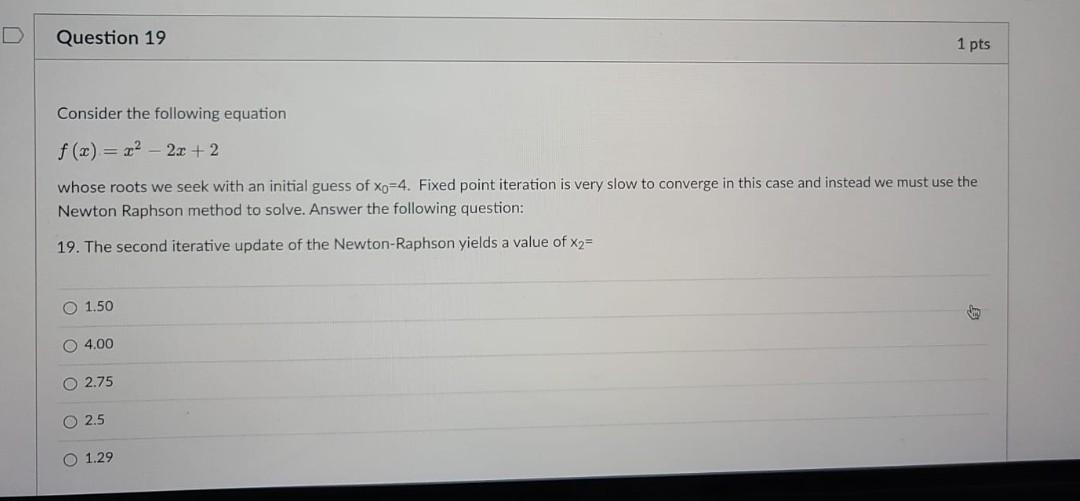 Solved D Question 19 1 pts Consider the following equation | Chegg.com