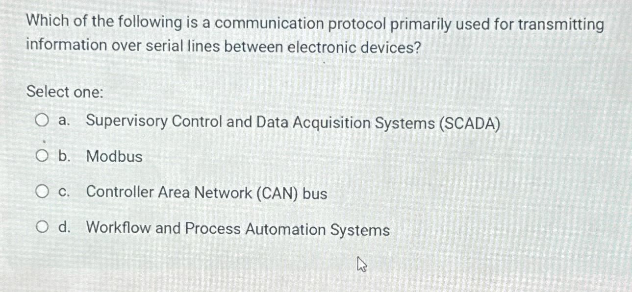 Solved Which Of The Following Is A Communication Protocol | Chegg.com