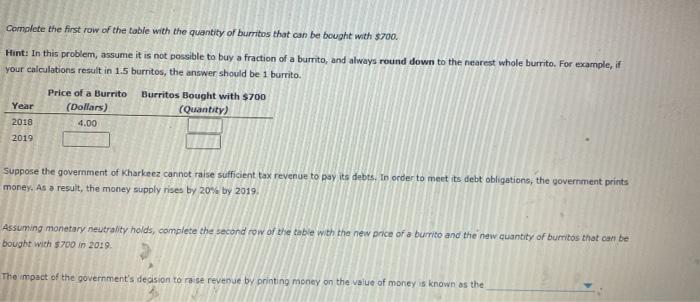 Complete the first row of the table with the quantity Chegg