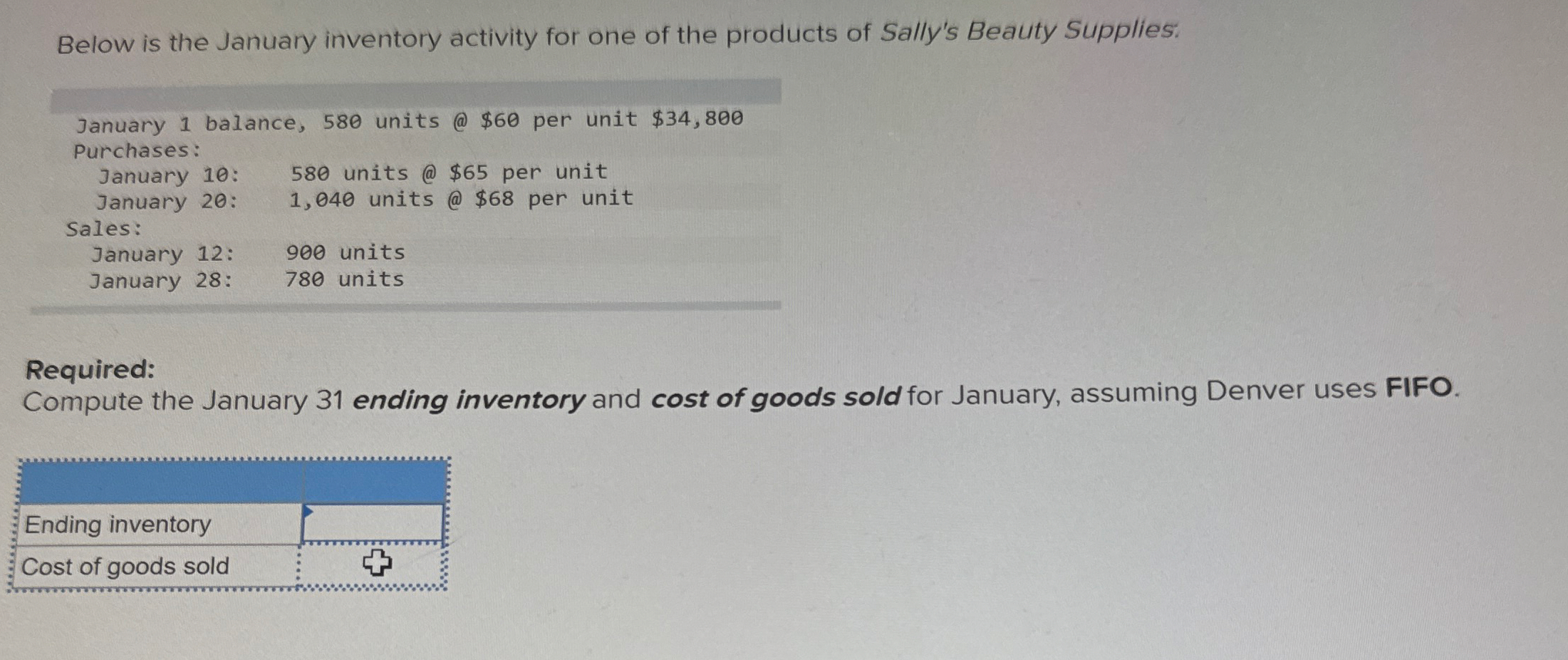 Solved Below is the January inventory activity for one of | Chegg.com