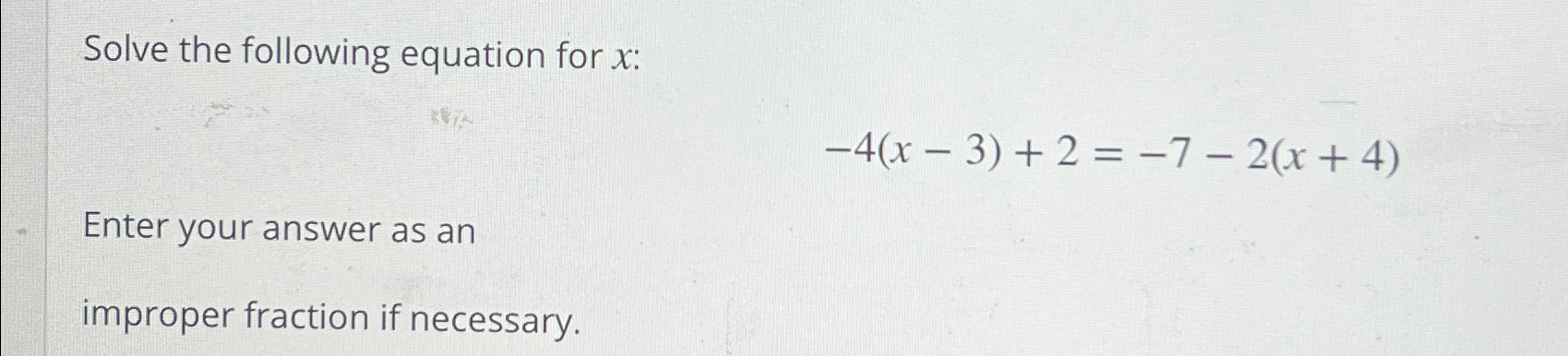 Solved Solve the following equation for x | Chegg.com