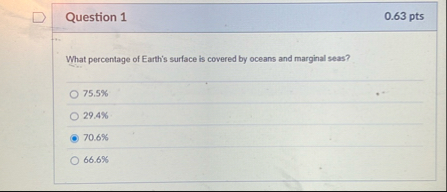 Solved Question 10.63 ﻿ptsWhat percentage of Earth's surface | Chegg.com