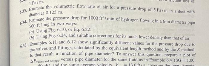 Solved 6.33. Estimate the volumetric flow rate of air for a | Chegg.com
