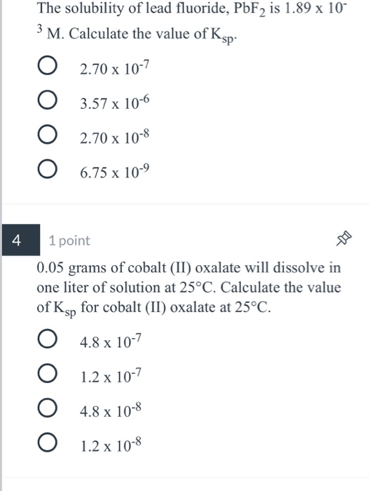 Solved The solubility of lead fluoride, PbF2 is 1.89 x 10" 3