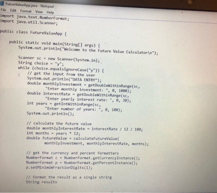 Solved Add more static methods to the Future Value | Chegg.com