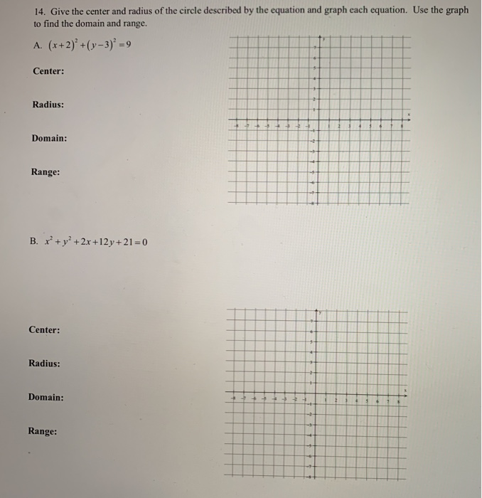 Solved 14. Give the center and radius of the circle | Chegg.com