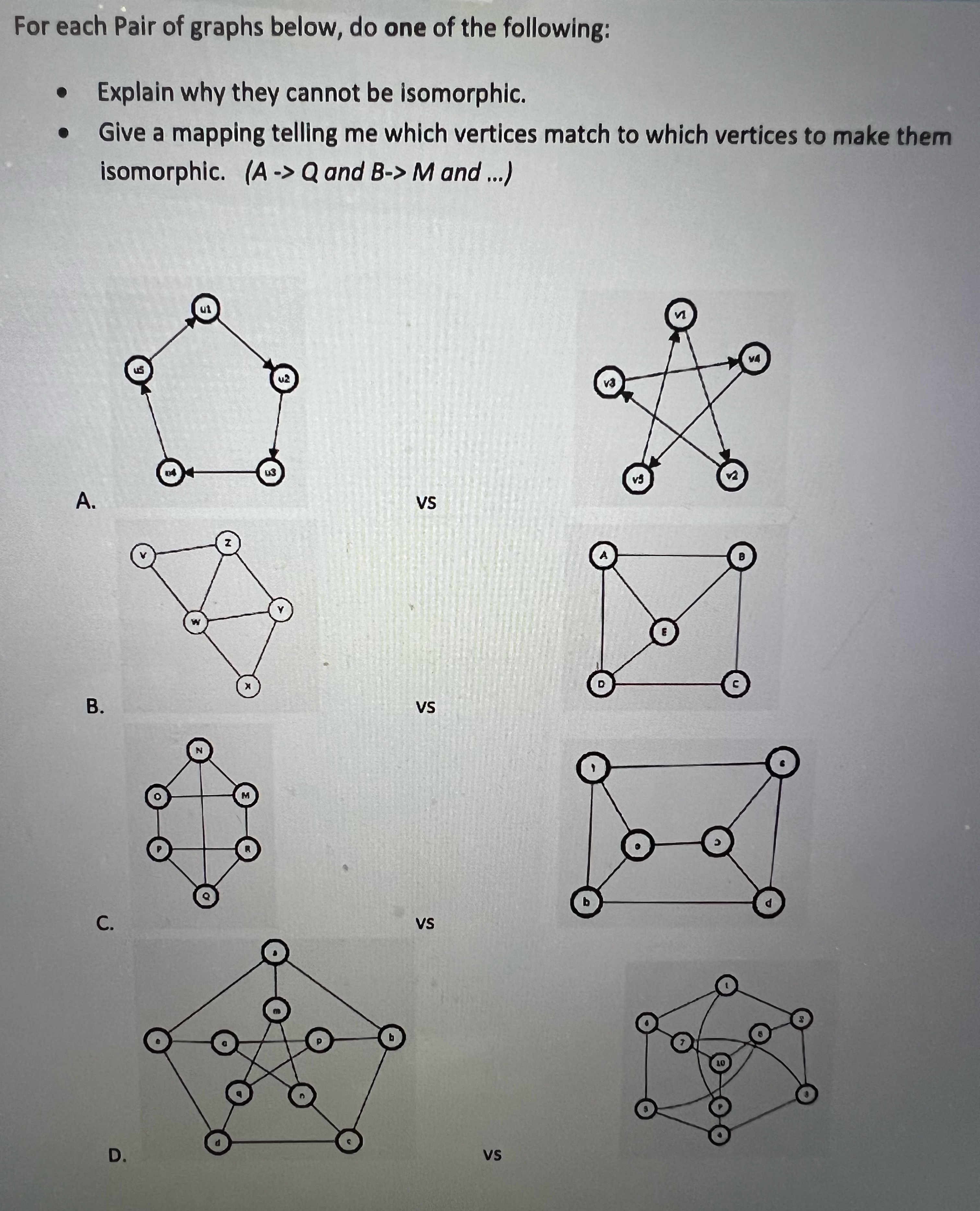 Solved For each Pair of graphs below, do one of the | Chegg.com