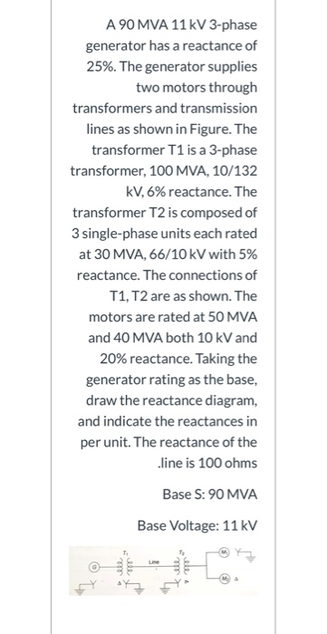 Solved A 90 MVA 11 kV 3-phase generator has a reactance of | Chegg.com