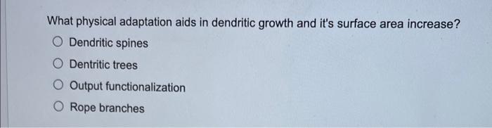 Solved What physical adaptation aids in dendritic growth and | Chegg.com