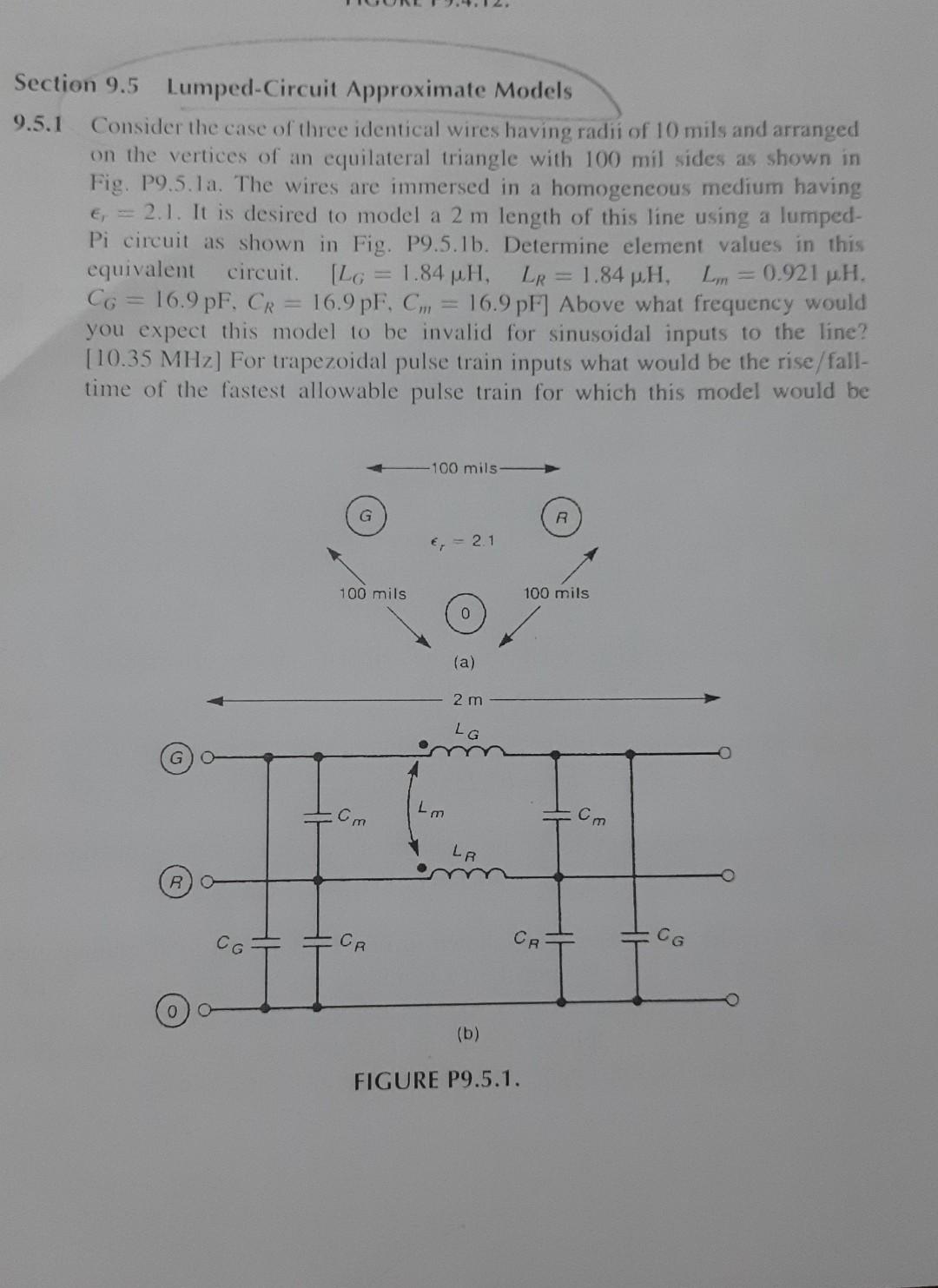 Solved Section 9.5 Lumped-Circuit Approximate Models 9.5.1 | Chegg.com