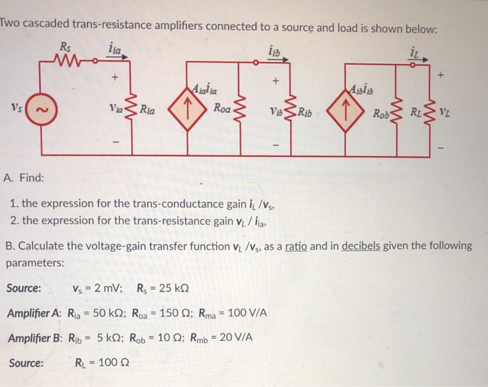 Solved Two Cascaded Trans Resistance Amplifiers Connected Chegg Com