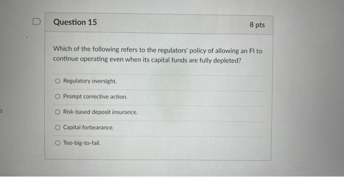 Solved Which of the following refers to the regulators' | Chegg.com