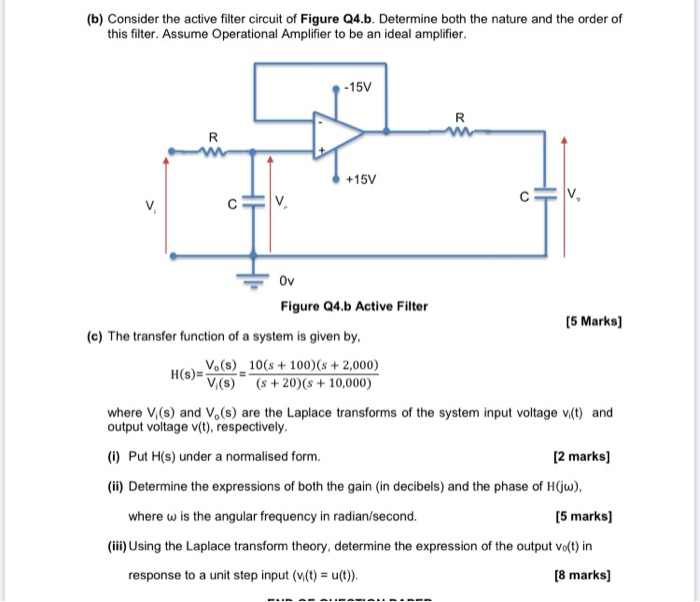 Solved (b) Consider the active filter circuit of Figure | Chegg.com