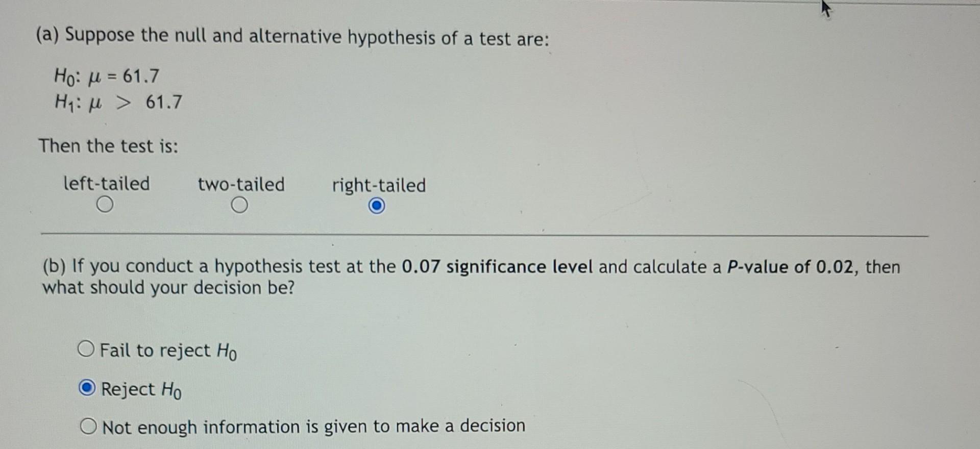 Solved (a) Suppose The Null And Alternative Hypothesis Of A | Chegg.com