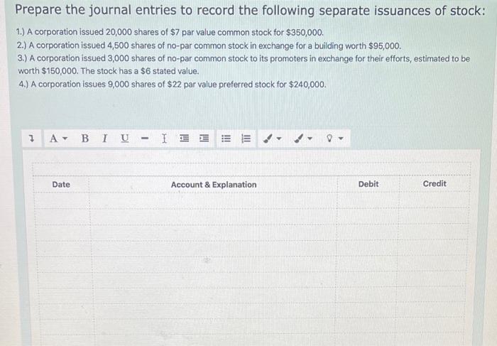 Solved Prepare the journal entries to record the following | Chegg.com