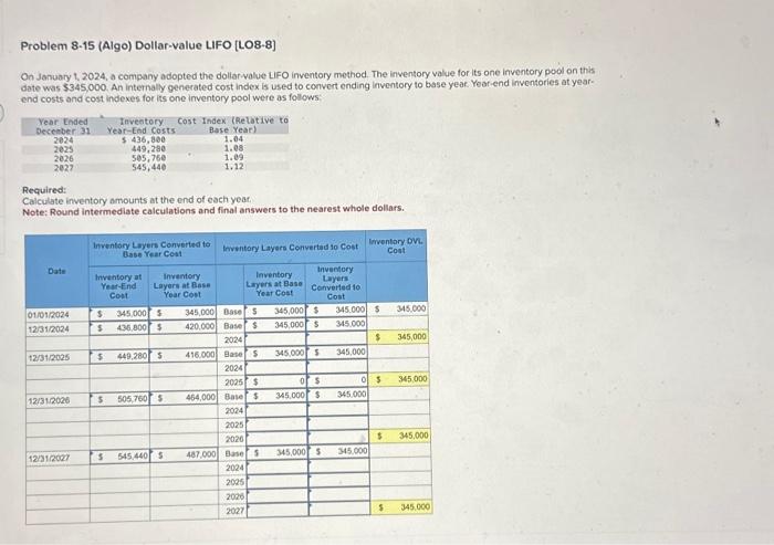 Solved On January 1 2024 A Company Adopted The Dollarvalue Chegg Com   Image