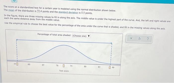 Solved The score on a standardized test for a certain year | Chegg.com