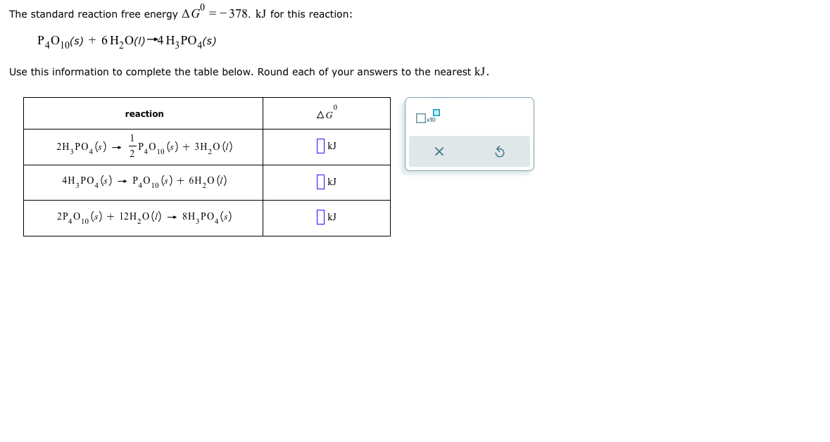 Solved The Standard Reaction Free Energy Δg0 378 Kj ﻿for