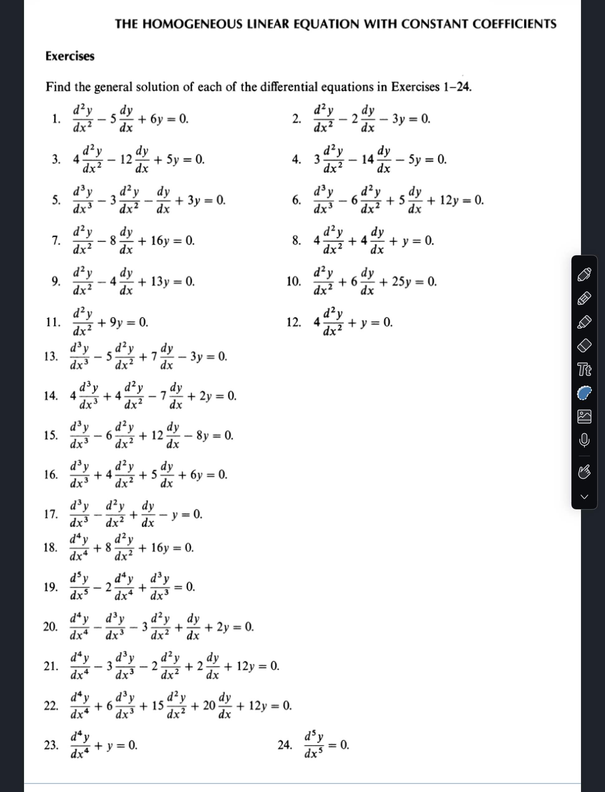 Solved THE HOMOGENEOUS LINEAR EQUATION WITH CONSTANT | Chegg.com